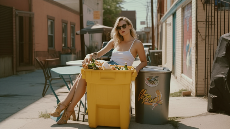 Pretty girl with trash